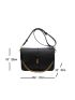 Black Square Bag Metal & Chain Decor Flap PU