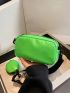 Mini Square Bag Neon Green Funky Zipper With Coin Purse PU