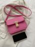 Mini Square Bag Fashion Pink Push Lock Flap PU