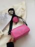 Mini Square Bag Neon Pink Funky Zipper With Coin Purse PU