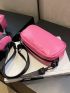 Mini Square Bag Neon Pink Funky Zipper With Coin Purse PU