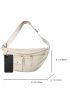 Oversized Fanny Pack Sporty Studded Decor Zipper