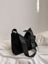 Large Capacity Hobo Bag Black Zipper