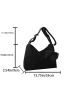 Large Capacity Hobo Bag Black Zipper