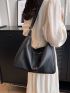 Large Capacity Hobo Bag Litchi Embossed Zipper PU