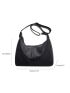 Large Capacity Hobo Bag Litchi Embossed Zipper PU