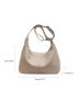 Large Capacity Hobo Bag Litchi Embossed Zipper PU