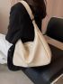 Large Capacity Hobo Bag Litchi Embossed Zipper PU