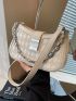 Small Crossbody Bag Geometric Embossed Chain Decor PU