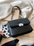 Black Square Bag Metal Decor Chain Flap PU