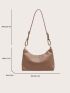 Litchi Embossed Hobo Bag Fashion Letter Graphic PU