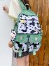 Preppy Classic Backpack Cow Pattern Sun & Milk Box Decor Release Buckle For School