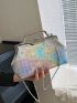 Small Square Bag Holographic Houndstooth Embossed Kiss Lock Funky