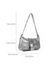 Crocodile Embossed Square Bag Silver Studded & Chain Decor