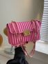 New Solid Stripe Twist Zipper Strap Shoulder Bag Crossbody Bag