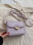 Mini Square Bag Metal Decor Flap PU