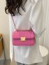 New Solid Stripe Twist Zipper Strap Shoulder Bag Crossbody Bag