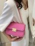 New Solid Stripe Twist Zipper Strap Shoulder Bag Crossbody Bag