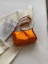 Small Baguette Bag Funky Metallic Crocodile Embossed Zipper PU