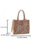 Small Shopper Bag Floral Embroidered Snap Button Double Handle For Shopping