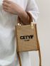 Mini Straw Bag Vacation Letter Embroidered Double Handle For Summer