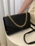 Small Square Bag Geometric Embossed Chain Decor Flap PU