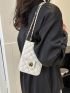 Mini Square Bag White Quilted Chain Flap PU