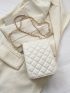 Mini Square Bag White Quilted Chain Flap PU