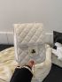 Mini Square Bag White Quilted Chain Flap PU