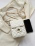 Quilted Square Bag Mini Flap Beige