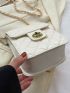 Mini Square Bag White Quilted Chain Flap PU