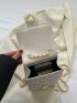 Mini Square Bag White Quilted Chain Flap PU