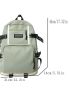 Polyester Classic Backpack Letter Patch Decor Release Buckle Zipper