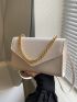 Embossed Detail Flap Square Bag Minimalist Chain Strap