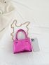 Mini Square Bag Geometric Embossed Neon Pink Funky