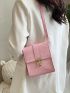 Mini Flap Square Bag Crocodile Embossed Metal Decor Pink