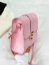 Mini Flap Square Bag Crocodile Embossed Metal Decor Pink