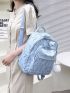 Floral Pattern Classic Backpack Pom Pom Decor Waterproof