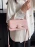 Small Flap Baguette Bag Minimalist Pink