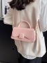 Small Flap Baguette Bag Minimalist Pink