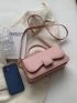 Small Flap Baguette Bag Minimalist Pink