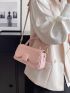 Small Flap Baguette Bag Minimalist Pink