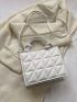 Mini Square Bag Quilted Pattern Minimalist Knot Design Handle