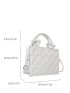 Mini Square Bag Quilted Pattern Minimalist Knot Design Handle