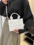 Mini Square Bag Quilted Pattern Minimalist Knot Design Handle