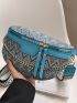 Small Fanny Pack Geometric Pattern Letter Graphic Chain Decor