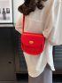 Mini Flap Saddle Bag Turn Lock Neon Red