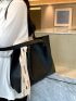 Minimalist Shoulder Tote Bag Black With Inner Pouch