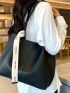 Minimalist Shoulder Tote Bag Black With Inner Pouch