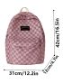 Plaid Pattern Classic Backpack Medium Pink For School